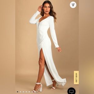 Lulus Romance For The Ages White Long Sleeve Maxi Dress